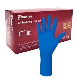 Комплект от 50 чифта еднократни ръкавици Ambulance High Risk, Mercator, Latex, Blue, XL